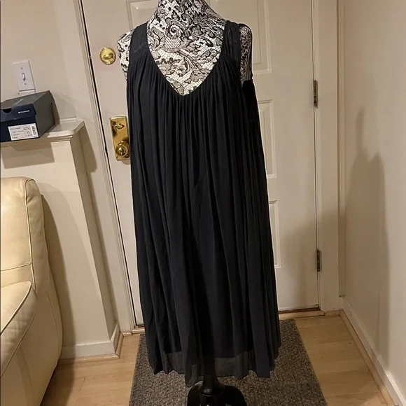 eileen fisher black midi dress Eileen Fisher Dress Womens Small Black Sleeveless Midi Stretch Jersey Made USA